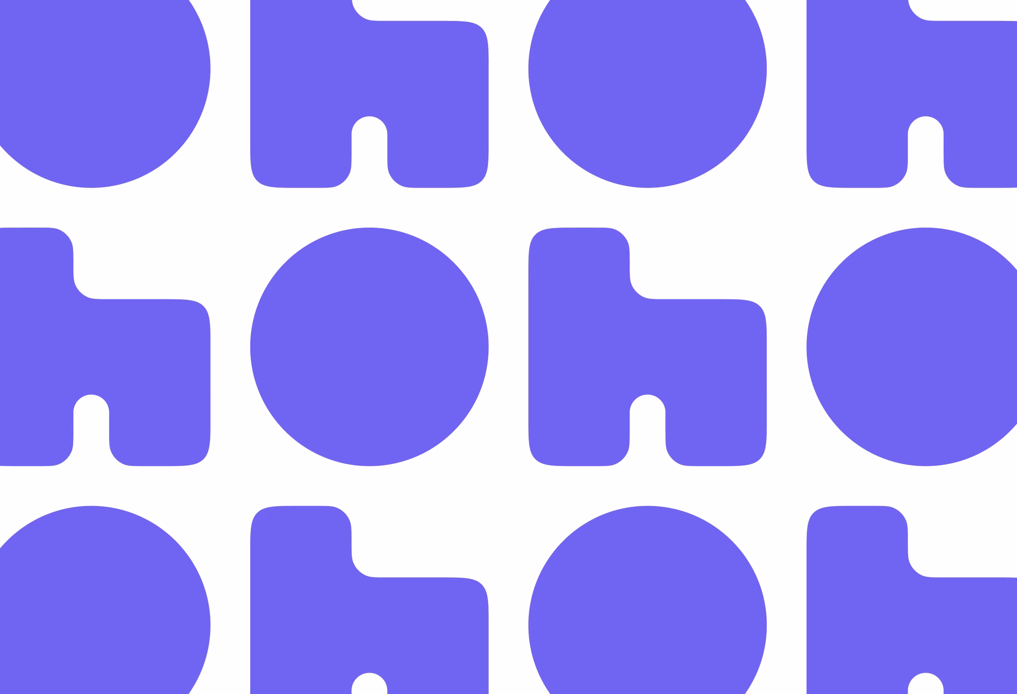 The brand pattern built from the logo mark, in six colour pairings